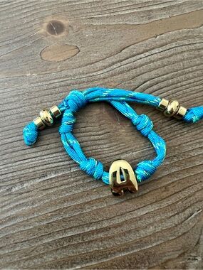 BaubleBar NWT Knotty Initial Waterproof Cord Bracelet - Letter A Gold / Blue